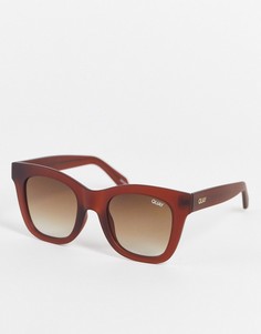 Квадратные солнцезащитные очки унисекс в матовой коричневой оправе с дымчатыми линзами Quay After Hours-Коричневый цвет