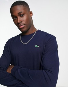 Темно-синий лонгслив с логотипом-крокодилом Lacoste