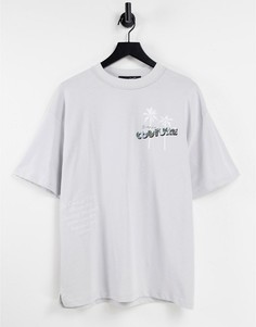 Серая oversized-футболка с принтом открытки The Couture Club-Серый