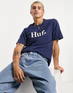 Футболка темно-синего цвета с цветком HUF-Темно-синий