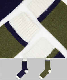 Набор из 2 пар носков из смесовой шерсти зеленого и темно-синего цветов Selected Homme-Разноцветный