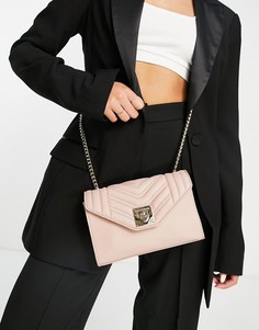 Розовая кожаная сумка на плечо с тисненым клапаном Paul Costelloe-Розовый цвет