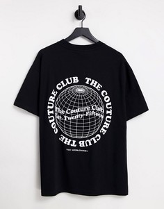Черная футболка с принтом на груди и спине The Couture Club-Черный цвет