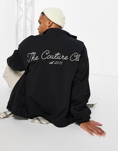Черная куртка на сквозной молнии с логотипом на спине и прорезиненной нашивкой The Couture Club-Черный цвет