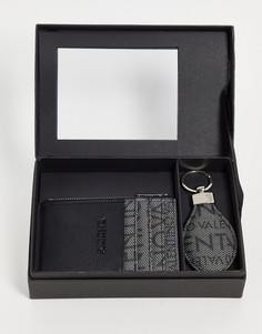 Подарочный набор из бумажника и брелока серого цвета Valentino Bags King-Серый