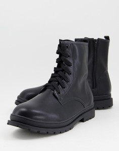 Черные ботинки на массивной подошве со шнуровкой Rule London-Черный цвет