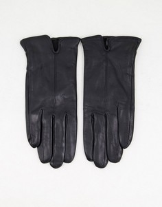 Черные кожаные перчатки Accessorize-Черный цвет