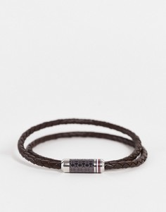 Двойной плетеный браслет из кожи коричневого цвета Tommy Hilfiger-Коричневый цвет