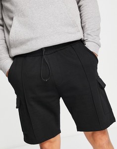 Черные трикотажные шорты с карманами карго Threadbare-Черный цвет