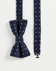 Темно-синий галстук-бабочка в горошек French Connection