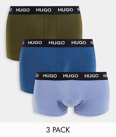 Набор из 3 темно-синих/голубых/цвета хаки боксеров-брифов HUGO-Разноцветный