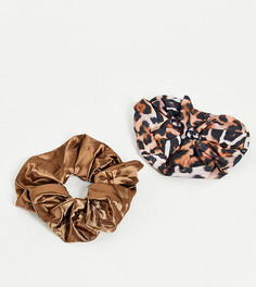 Набор резинок для волос шелковисто-коричневого цвета и с абстрактным леопардовым принтом The Flat Lay Co. X – эксклюзивно для ASOS-Разноцветный