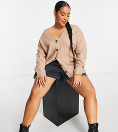 Бежевый oversized-кардиган на пуговицах ASOS DESIGN Curve-Светло-бежевый цвет