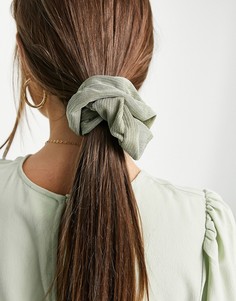 Шалфейно-зеленая плиссированная большая резинка для волос Accessorize-Зеленый цвет