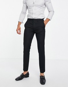 Черные фактурные брюки зауженного кроя Topman-Черный цвет