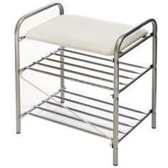 Полка для обуви, металл, 3 секции, 44х33х50 см, с сиденьем, серая, Nika, Б1/С