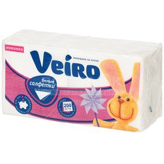 Салфетки бумажные Veiro белые 200 шт, 24х24 см