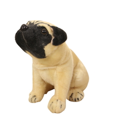 Мягкая игрушка Super01 собака Мопс 20 см цвет: бежевый