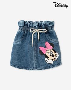 Джинсовая юбка-клёш с принтом Disney для девочки Gloria Jeans