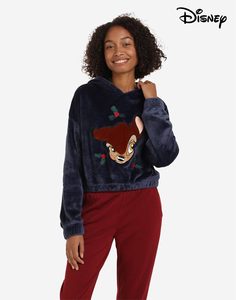 Тёмно-синий домашний свитшот с новогодним принтом Disney Gloria Jeans