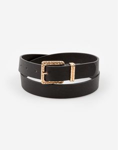 Чёрный ремень из экокожи женский Gloria Jeans