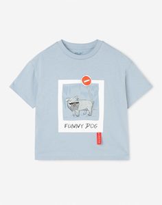 Голубая футболка с принтом Funny dog для мальчика Gloria Jeans