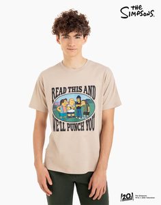 Бежевая футболка с принтом The Simpsons Gloria Jeans