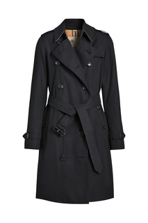 Двубортный черный тренч Kensington Burberry