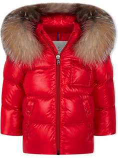 Moncler Enfant пальто с капюшоном и искусственным мехом