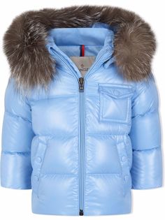 Moncler Enfant пальто с капюшоном и искусственным мехом