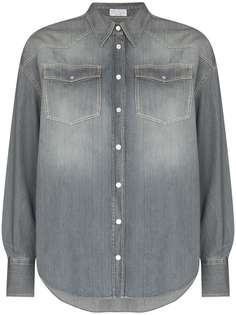 Brunello Cucinelli джинсовая рубашка с эффектом потертости