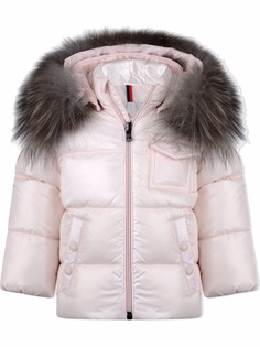 Moncler Enfant пальто с капюшоном и искусственным мехом