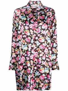 GANNI короткое платье-рубашка с цветочным принтом