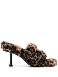 Balenciaga босоножки Furry с леопардовым принтом