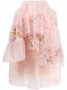 Simone Rocha юбка из тюля с цветочной вышивкой