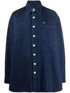 Raf Simons джинсовая рубашка с вышитым логотипом