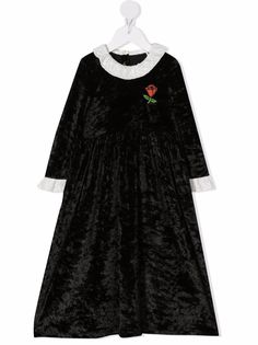 Mini Rodini бархатное платье с вышивкой