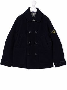 Stone Island Junior куртка из смесовой шерсти с нашивкой-логотипом