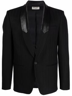 Saint Laurent пиджак с кожаными лацканами