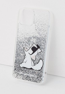 Чехол для iPhone Karl Lagerfeld 13, Liquid glitter Choupette Fun Silver