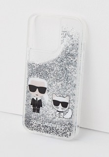 Чехол для iPhone Karl Lagerfeld 13 Pro, Liquid glitter Karl & Choupette Silver