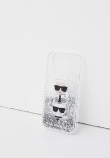 Чехол для iPhone Karl Lagerfeld 13 Pro, PC/TPU Karl & Choupette heads Silver