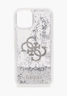 Чехол для iPhone Guess 12/12 Pro, Liquid Glitter 4G Big logo Silver
