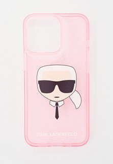 Чехол для iPhone Karl Lagerfeld 13 Pro, TPU Glitters Karls head Transp Pink