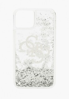 Чехол для iPhone Guess 13 mini, Liquid Glitter 4G Big logo Silver