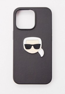 Чехол для iPhone Karl Lagerfeld 13 Pro, Karls head Patch (metal) Hard Black