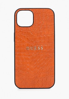 Чехол для iPhone Guess 13, PU Croco with metal logo Hard Orange