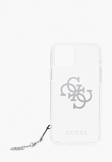 Чехол для iPhone Guess 12/12 Pro (6.1), PC/TPU 4G Big logo Transp +Silver charm