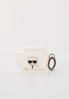 Чехол для наушников Karl Lagerfeld Airpods Pro, TPU Glitters with ring Karl Transparent Gold