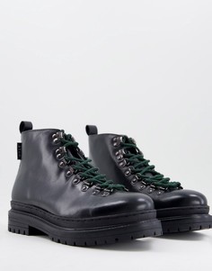 Черные походные ботинки премиум-класса из кожи Walk London-Черный цвет